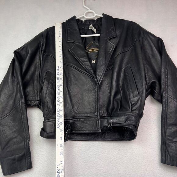 PC Collection Jacket Womens M Black Leather Bomber Moto Biker Rider - Picture 5 of 16